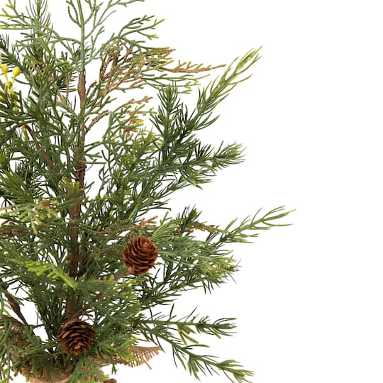 Northlight 20" Unlit Cypress, Berries & Pinecones Artificial Christmas Tree with Burlap Base